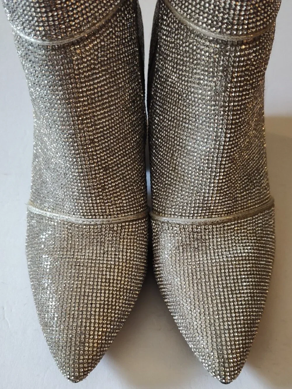 A NEW DAY Silver Rhinestone Pointed Toe Ankle Boots Size 6